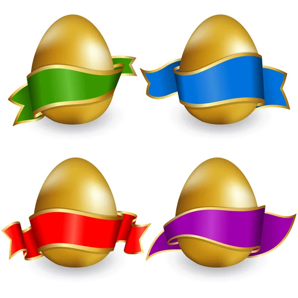 Colección huevo de Pascua con cinta — Vector de stock