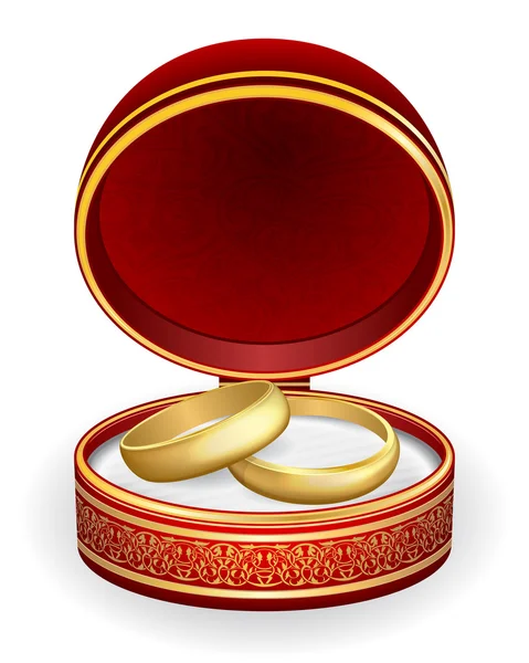 赤い箱の金の結婚指輪 — ストックベクタ