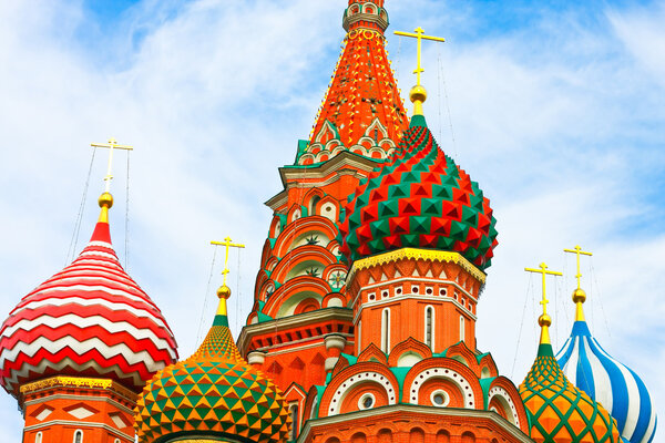 Cupolas of Saint Basil's Cathedral on Red square, Moscow, Russia