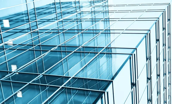 stock image Transparent glass wall with blank placard of skyscraper