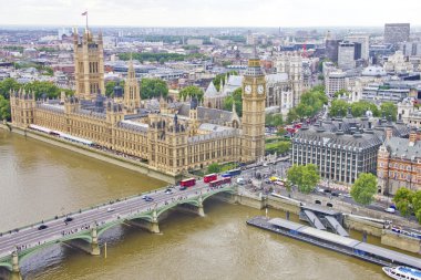 big ben, Parlamento ve thames Nehri, havadan görünümü