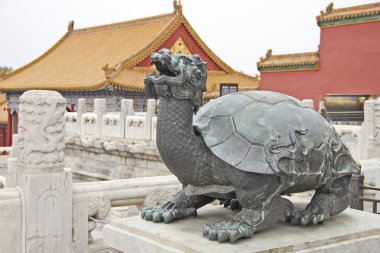 Kaplumbağa heykelinin yasak şehir, beijing, Çin