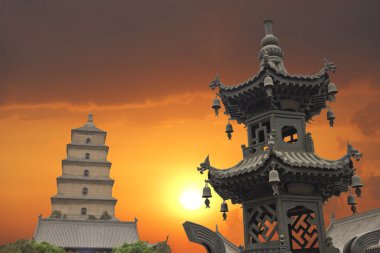 Sunset in the Giant Wild Goose Pagoda clipart
