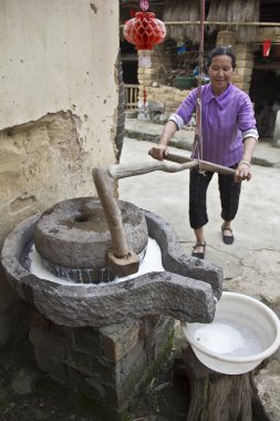 soya sütü üretimi için bileme kadın