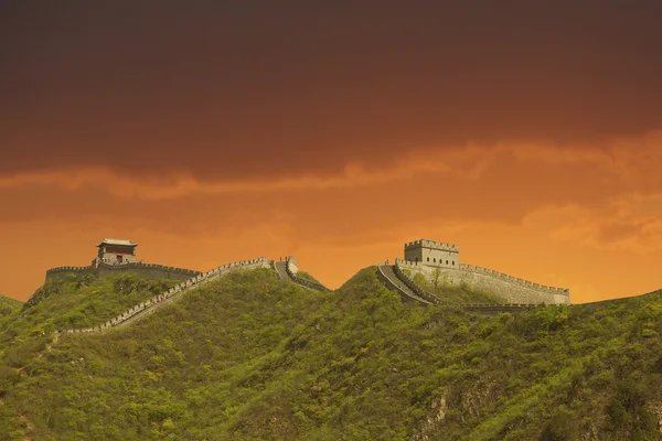 Pôr do sol na Grande Muralha — Fotografia de Stock