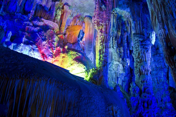 The illuminated Reed Flute Caves — Stock Photo, Image