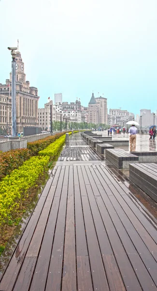 stock image Modern part of Shanghai in a rainny day