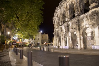 Night view of Nimes clipart