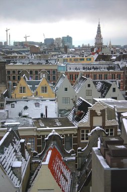 Kış aylarında amsterdam şehrin havadan görünümü