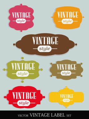 Set of elegant but simple colorful RETRO labels - easy editable. EPS10 vector. clipart