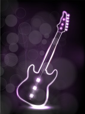 Abstract neon guitar. clipart