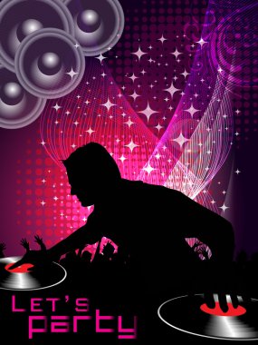 Abstract vector of Disk Jockey on Colorful Music Event Backgrou clipart