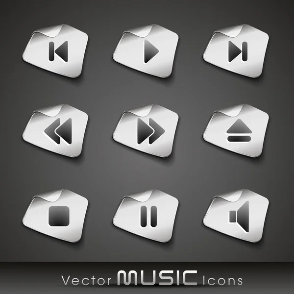 Vector metallic music icons — Stock Vector