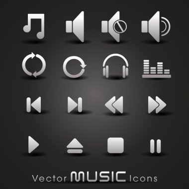 Vector grey music icons,for more music products please visit Our clipart