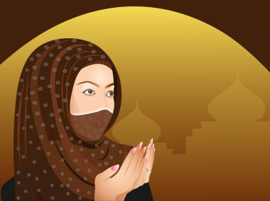 Young Muslim woman in hijab clipart