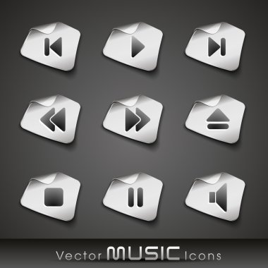 Vector metallic music icons clipart