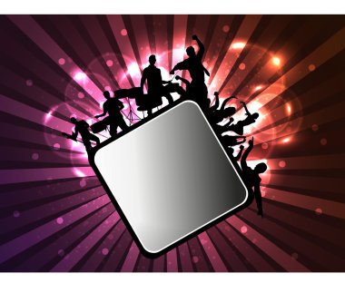 Image of a musical group with audiance clipart