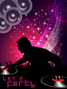Abstract vector of Disk Jockey on Colorful Music Event Backgrou