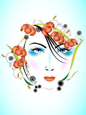 Abstract woman with habicus flower,visit our portfolio for more clipart