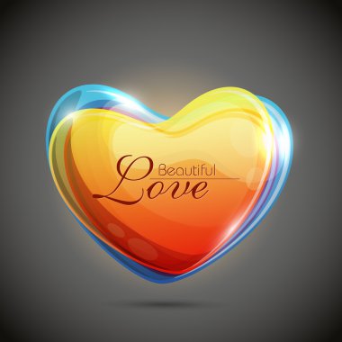 Vector heart with glowing effect and shine clipart