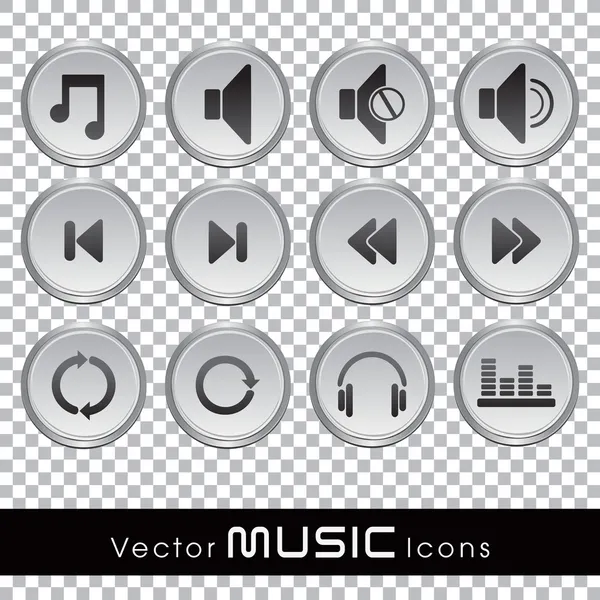 Vector música ícones web brilhantes em fundo transparente . — Vetor de Stock