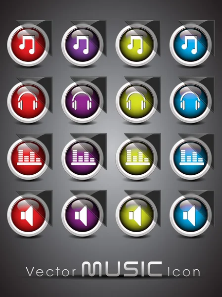 Um conjunto de ícones coloridos com temas musicais brilhantes. eps10, vector des — Vetor de Stock