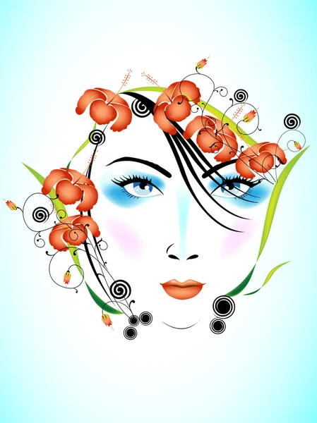 Mujer abstracta con flor de habicus, visite nuestra cartera para más — Vector de stock