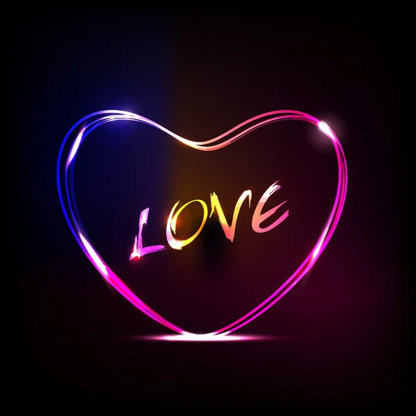 Texto de amor en el corazón shap con colorido efecto brillante eps10 Vector — Vector de stock