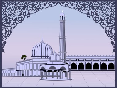 Abstract Illustration of Mosque on abstract background with flo clipart