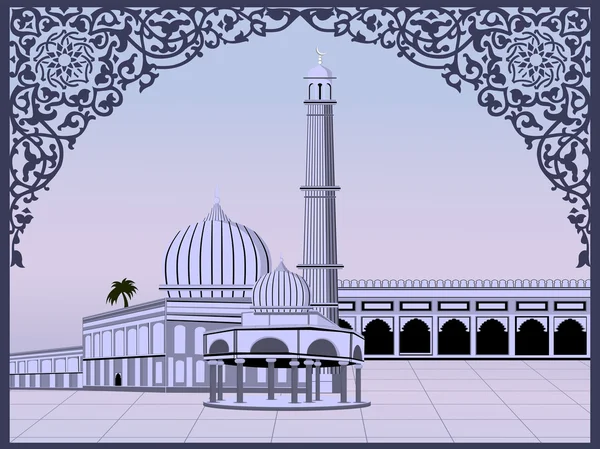 Illustration abstraite de la mosquée sur fond abstrait avec flo — Image vectorielle