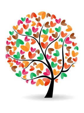Vector illustration of a love tree on isolated white background. clipart