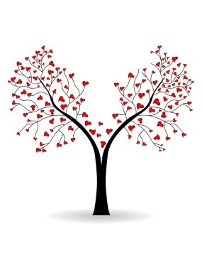 Vector illustration of a love tree on isolated white background. clipart