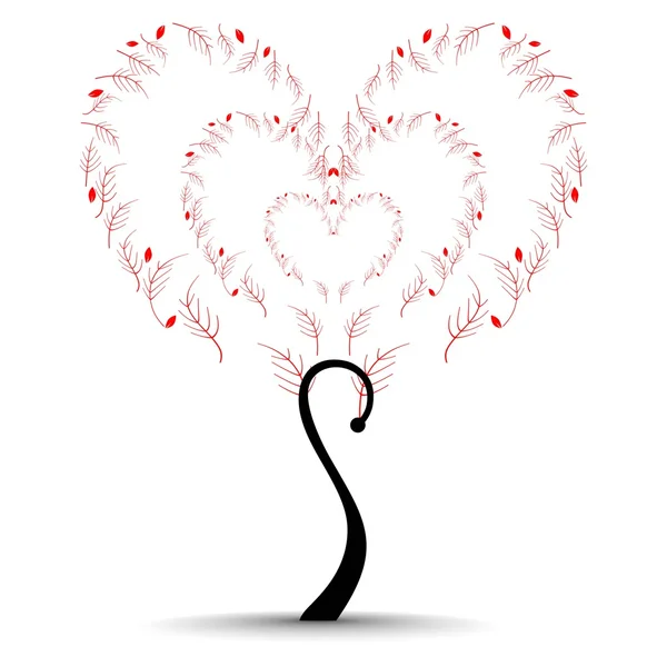 Εικονογράφηση φορέας ενός δέντρου της αγάπης σε απομονωμένες άσπρο φόντο. — Διανυσματικό Αρχείο