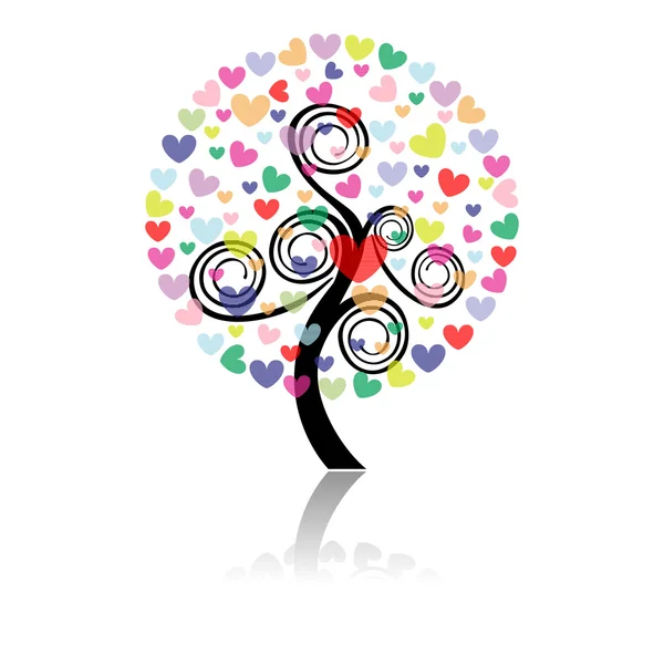 Illustration vectorielle d'un arbre d'amour sur fond blanc isolé . — Image vectorielle