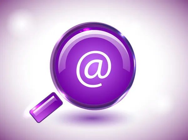 Glossy search icon in purple background. — Stock Vector