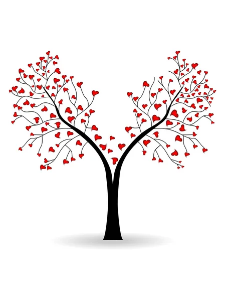 Vektor illustration av en kärlek träd på isolerade vit bakgrund. — Stock vektor