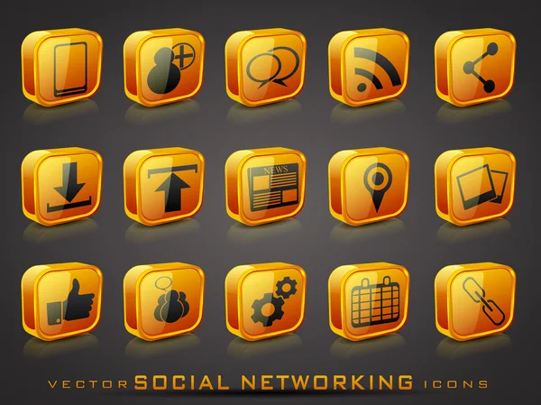 Wektor błyszczący społecznego ikony sieci — Wektor stockowy