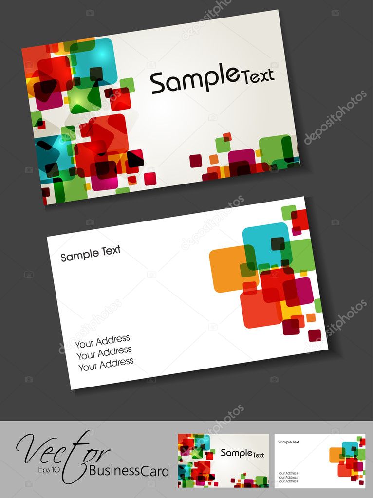 Business card template or visiting card set. EPS 10. Vector illu