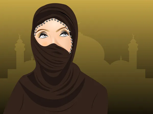 Πορτρέτο του όμορφη γυναίκα arabian στο hijab, επισκεφθείτε το χαρτοφυλάκιό μας — Διανυσματικό Αρχείο
