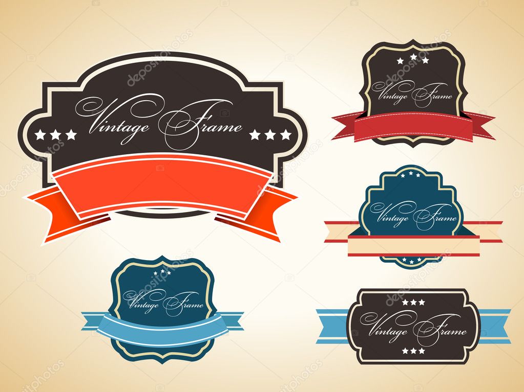 Retro set of label and tags with grunge effect