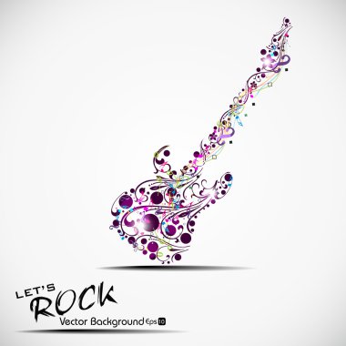 Vector illustration of musical guitar with musical node and flo clipart