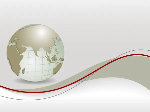 Illustration vectorielle élégante d'affaires avec globe brillant et vagues — Image vectorielle