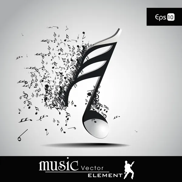 3 D vector illustration of musical node with burst effect. view — Stock Vector
