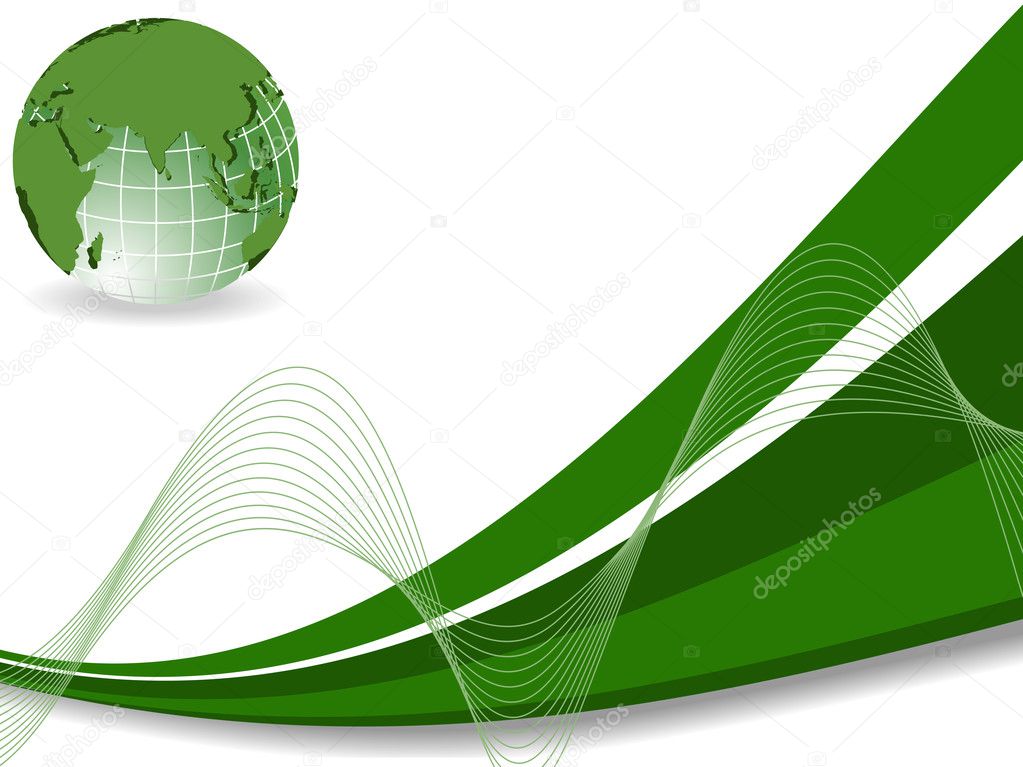 Abstract illustration with waves and globe