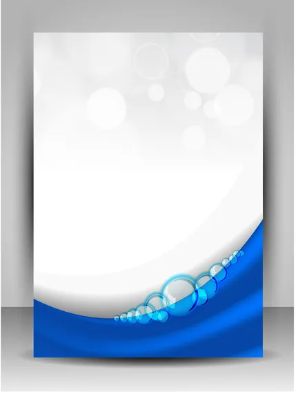 Abstrakt reklamblad med blå vågor och vattendroppar. — Stock vektor