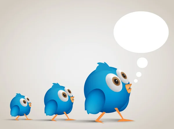 Social networking cartoon blue birl following. EPS10, vecteur malade — Image vectorielle