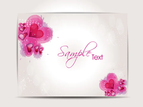 Saludo abstracto, tarjeta de regalo o pancarta con formas decorativas de corazón rosa — Vector de stock