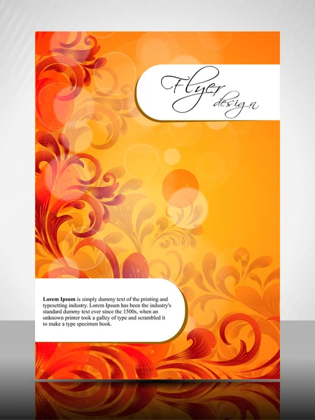 Corporate Flyer, Poster oder Coverdesign mit buntem Blumenmuster in leuchtenden Farben — Stockvektor