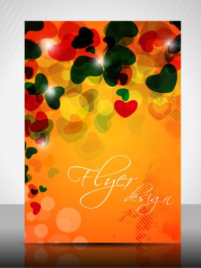 Beautiful Valentines Day flyer, banner or cover design with colorful glossy heart shapes clipart