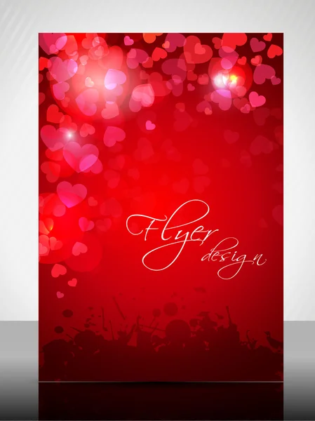 Belle flyer Saint-Valentin, bannière ou couvercle design avec des formes de coeur brillant — Image vectorielle